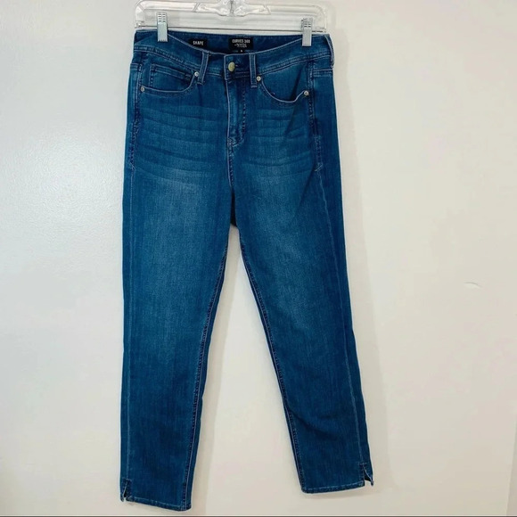 NYDJ Jeans Woman  6  Curves 360 Shape Straight Ankle Side Slit Blue Stretch Work - Picture 1 of 10
